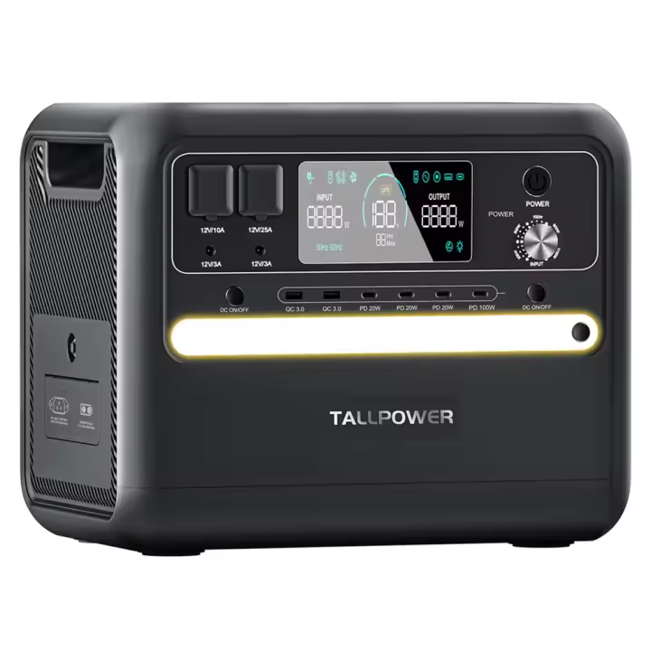 TALLPOWER V2400 Estación de Energía Portátil, 2160Wh Generador Solar LiFePo4, Salida AC de 2400W, UPS, 13 Salidas, Pantalla LCD Grande, Sistema BMS, adecuada para cargar múltiples dispositivos - 1
