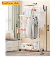 Rack De Ropa Doble Con Gancho Organizador De Ropa Para Dormitorio Móvil Con Ruedas Estante De Ropa Metálico Moderno Para El Hogar - details 17