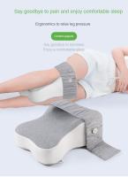 Almohada De Memoria Ortopédica De Algodón Suave Para Maternidad Con Correa Ajustable Soporte De Rodilla Y Pierna Para Dormir De Lado Color Gris Tamaño 35x25x7/14cm - details 0