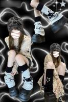 Calentadores De Pierna Para Mujer Estilo Gótico Con Estampado De Calavera Y Estrella Talla Única Poliéster Invierno Accesorio Para Botas Lolita Y2K Doble Cara Wearable - details 0