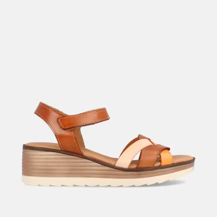 MARILA SHOES SANDALIA PARA MUJER CON CUÑA MEDIA EN PIEL CECILIA CALABAZA - 1