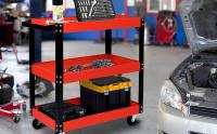 ORION91 Carro de Herramientas con Ruedas Carro de Taller Mecánico 3 Bandejas de Almacenamiento Rojo y Negro Metálico Asa Lateral Hogar Almacén Bricolaje Taller (70x35x76 cm) - SpazioLuzio - details 0