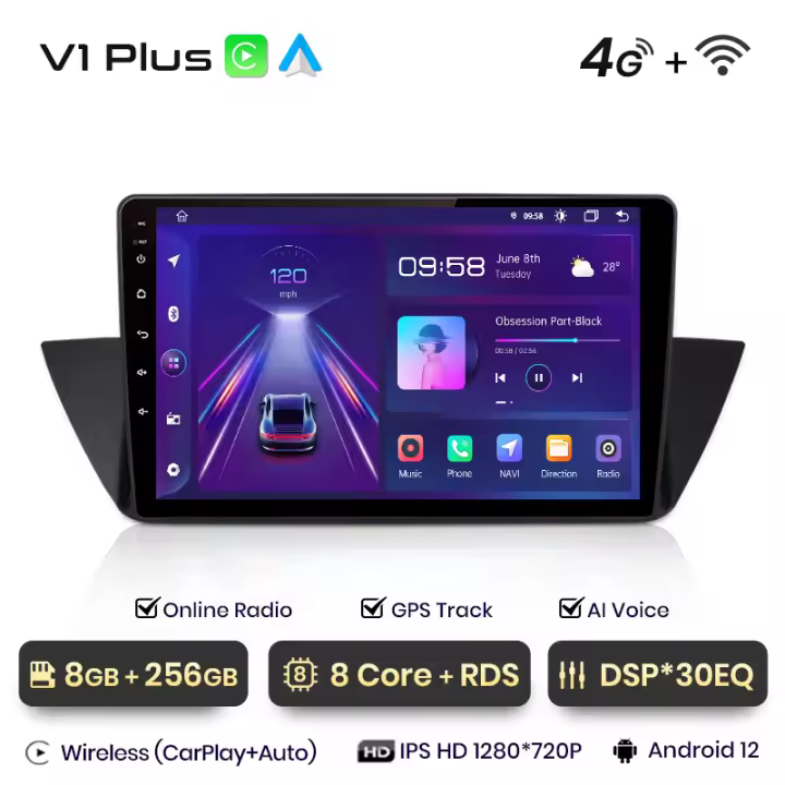 Junsun Android 13 inalámbrico CarPlay Android Auto Radio para  BMW X1 E84 2009 2010 2011 2012 2013 2014 2015 coche Multimedia navegación GPS autorradio - 1