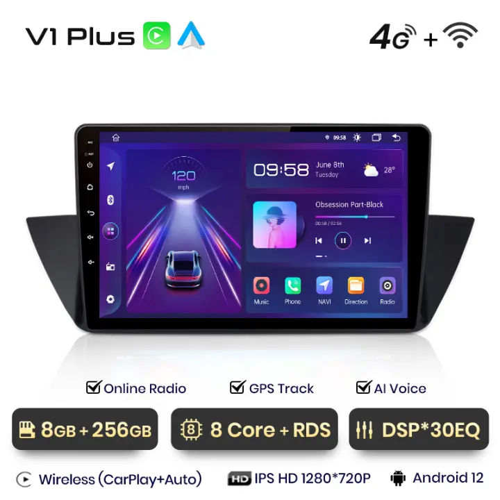 Junsun Android 13 inalámbrico CarPlay Android Auto Radio para  BMW X1 E84 2009 2010 2011 2012 2013 2014 2015 coche Multimedia navegación GPS autorradio - 1