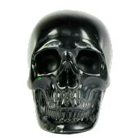 Amuletsshop - Calavera de Cristal Tallada en Fluorita Natural de Alta Calidad 2" - Cráneo de Cristal de Obsidiana Negra - Decoración de Piedra para el Hogar - details 1