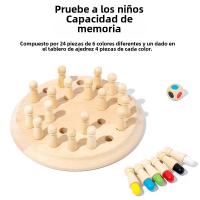 Juego De Ajedrez De Madera Con Tablero De Memoria Colores Juguete Educativo Para Niños Entrenamiento - details 1