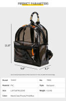 Mochila Transparente Duradera Para Mujer TINYAT Impermeable Pequeña Capacidad Color Sólido Para Viajes Música Conciertos - details 1