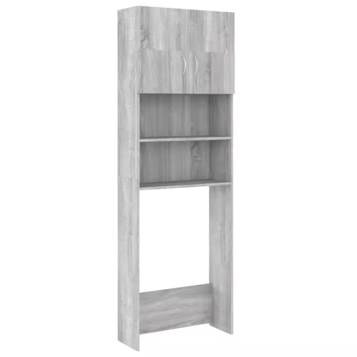 Armario de Baño Roble Ahumado 64x25,5x190 cm Mueble Lavadora Estante Color Roble ahumado,  Gris sonoma,  Roble Sonoma y mas - 1