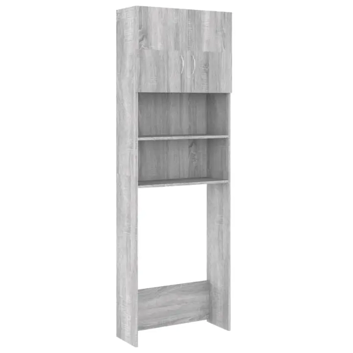 Armario de Baño Roble Ahumado 64x25,5x190 cm Mueble Lavadora Estante Color Roble ahumado,  Gris sonoma,  Roble Sonoma y mas - 1