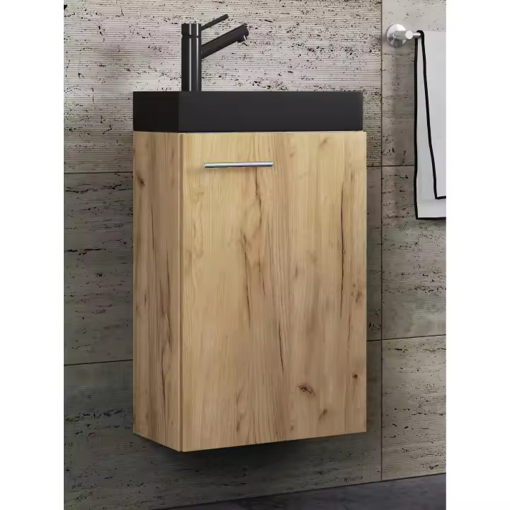 Conjunto de muebles de baño de 2 piezas WC de invitados lavabo de baño de invitados pequeño y estrecho Slito-BL Conjunto de muebles de baño de 2 piezas WC de invitados lavabo de baño de invitados pequeño y estrecho Slito-BL - 1