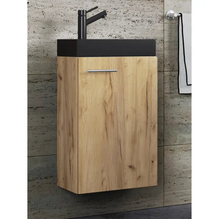 Conjunto de muebles de baño de 2 piezas WC de invitados lavabo de baño de invitados pequeño y estrecho Slito-BL Conjunto de muebles de baño de 2 piezas WC de invitados lavabo de baño de invitados pequeño y estrecho Slito-BL - 1