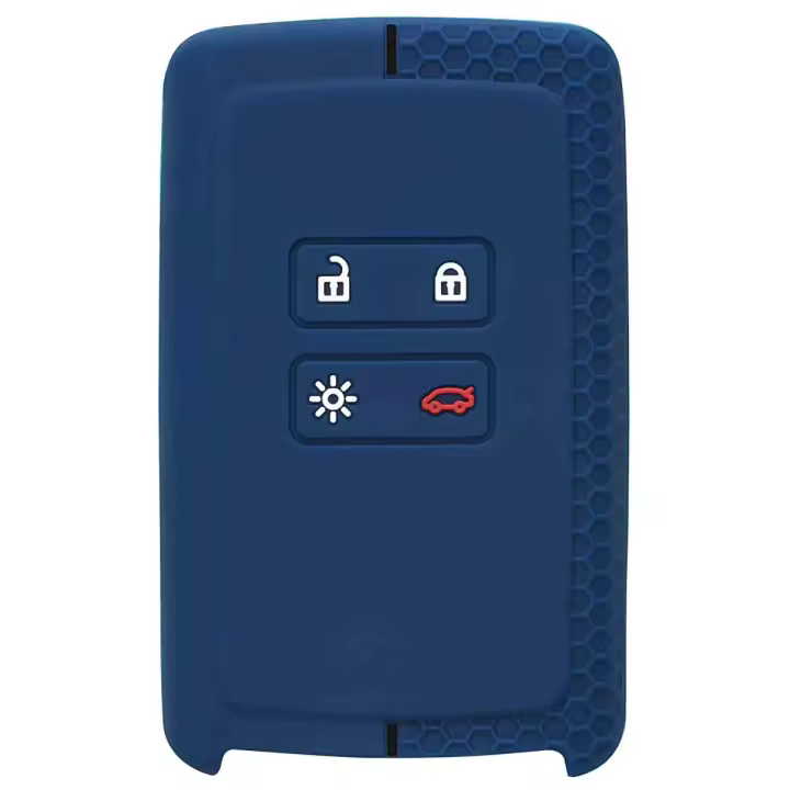 AUTOZOCO Funda Silicona Mando Llave del Coche 4 Botones Compatible con Renault Y Dacia - Funda TPU - Protege Llaves Compatible con Dacia y Renault - Azul Negro - 1