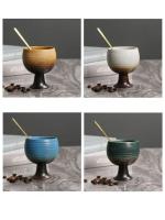 Taza De Café Retro De Cerámica Con Cuchara Creativa Goblet De Cerámica Gruesa Para El Hogar Accesorios De Mesa De Té Con Diseño De Flor Y Leche Tamaño 170ML - details 2