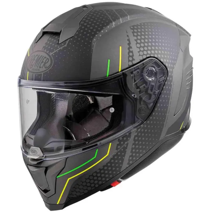 Casco Integral Premier hyper bp6 gris verde amarillo mate - 1