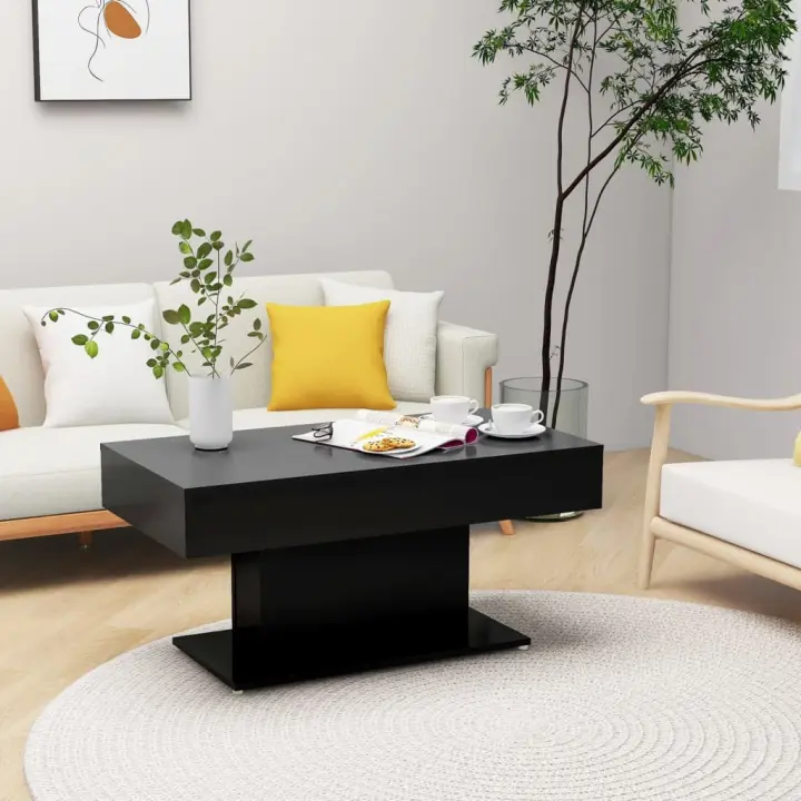 vidaXL Mesa de centro madera contrachapada negro 96x50x45 cm - 1