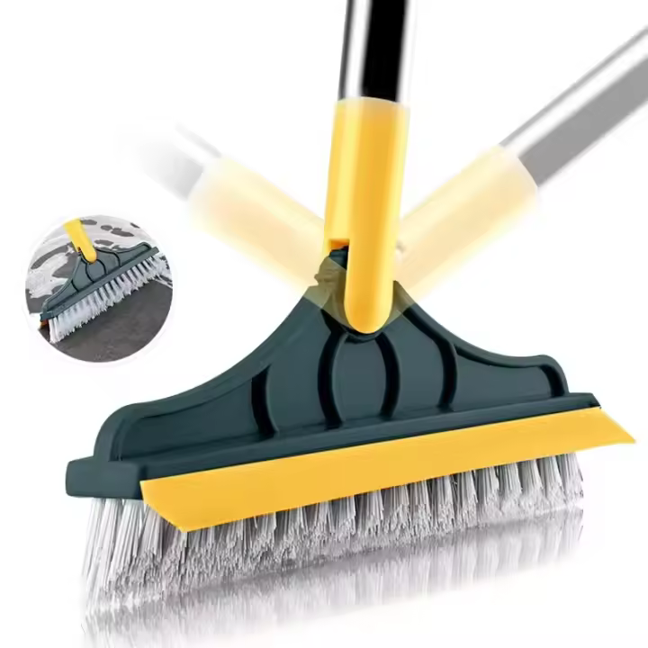 Cepillo De Piso Rotativo 3 En 1 Con Mango Largo Cabeza Triangular De 120 Grados Para Baño Y Cocina Microfibra Ecológica - 1