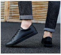 Zapatos Casuales Para Hombre Planos De Primavera/Verano Negro Puro Suave Moda Joven Callejera Cómodos Cuero Sintético round Toe - details 1