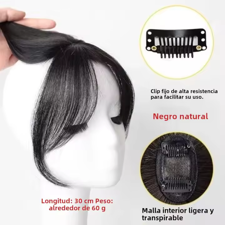Punta De Cabello Sintético 3D Con Flequillo Bangs Clip-In De Ocho Franges Natural Invisible Trenzado Parte Media Tope Para El Cabello - 1