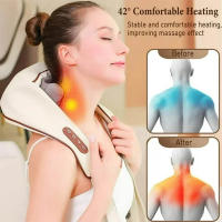 Masajeador De Cuello Y Hombros Con Shiatsu Profundo Y Calor Para Alivio Del Dolor Eléctrico Masaje De Amasado Para Musculosas - details 1