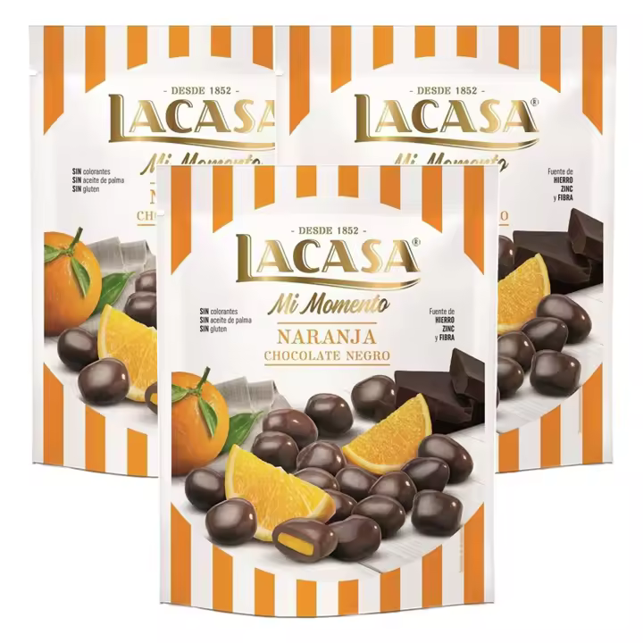 Lacasa Lote de 3x Bolsitas Mi Momento Naranja con Chocolate negro 125G - 1