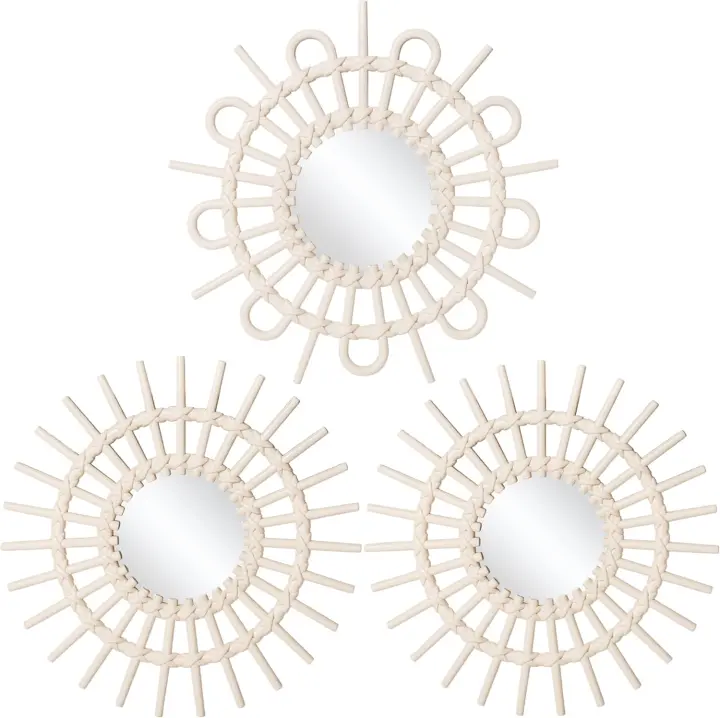 MIRAMAX-juego de 3 Espejos redondos Plastico pequeños para decoración de pared  decoración de pared para sala de estar, dormitorio y baño - 1