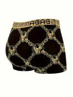 Juego De 4 Boxers Para Hombre Sexy Y Retro Antibacteriano Transpirable Shorts De Pecho Planos Y Cómodos Talla L-4XL Colores Negro Y Oro - details 8