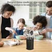 Estante para utensilios de cocina para encimera, cesta para utensilios de acero inoxidable negro, elegante caja de almacenamiento de granja y olla decorativa para utensilios de cocina - details 2
