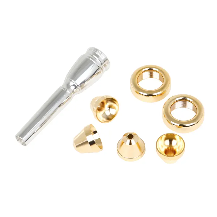 Meg Trumpet Mouthpiece Set No.7 Para Principiantes Y Profesionales Compatible Con Bach Tamaño 2C 3C 2B 3B Accesorios Musicales De Latón Dorado Y Plateado - 1