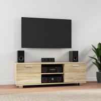 vidaXL Mueble para TV madera de ingeniería 120x40,5x35 cm en color Roble Sonoma/Gris hormigón/Negro y más | almacenamiento funcional diseño moderno para baño dormitorio sala - details 0