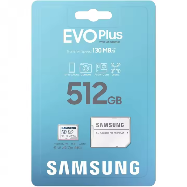Tarjeta De Memoria Samsung Evo Plus 2021 512Gb Microsd Xc Con Adaptador Clase 10/ 130Mbs - 1
