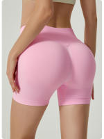 Shorts De Yoga Sin Costuras 4.5" Scrunch Bum Bandas Altas De Ribbed Algodón Para Gimnasio Shorts De Ciclismo De Alta Estirabilidad - details 8
