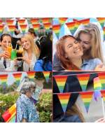 STARLEY - Pack 12 Banderas de Iris del Orgullo Gay – Guirnalda de 10 m para Decoración al Aire Libre en Jardín, Bar, Fiesta y Celebraciones | Ideal para Madrid Pride, Eventos LGBTI, Orgullo Gay y Fiestas Temáticas - details 3