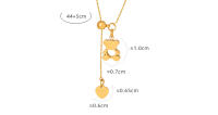 Collar con colgante de corazón de oso, diseño geométrico hueco de oso de amor, hebilla extraíble, collar de clavícula de acero de titanio ajustable, cadena de acero oxidado chapada en oro, accesorios de joyería para el cuello, regalo de fiesta para mujer - details 2