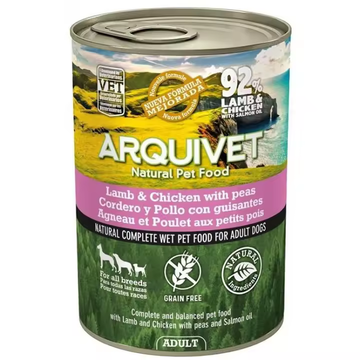 Arquivet Adult Cordero y Pollo con Guisantes Perro Latas  Comida Húmeda para Perros - 1
