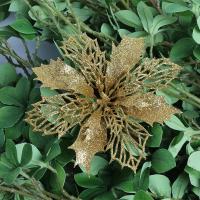 Adornos De Navidad 5/10Pcs Flor Plateada Brillante Para Decoración De Árbol Y Hogar Tamaño 11/16cm Ornaments De Año Nuevo Xmas - details 8