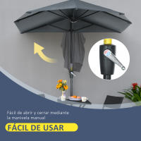 Outsunny Sombrilla de Pared de Jardín 200x190x240 cm Parasol con Manivela Poste de Acero y Base Cruzada Protección Solar para Terraza Balcón Exterior - details 4