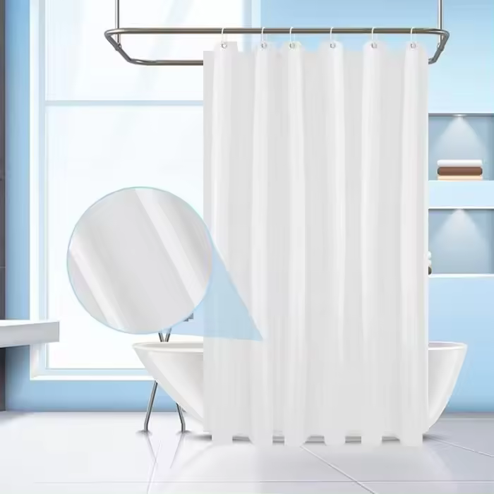 Cortina de Ducha antimoho, Cortina de Ducha Blanca en techo de poliéster impermeable, Cortina de baño lavable, 180x180 cm - 1