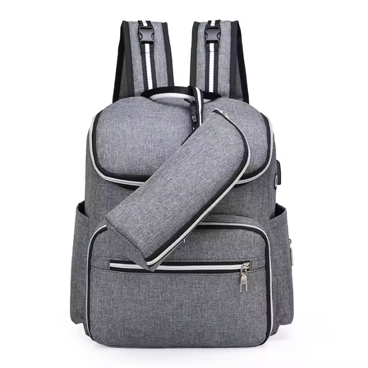 Mochila Casual Unisex USB Cargado Negro Sólido Polyester Bolsa De Viaje Para Hombre/Mujer Estudiante Chico/Chica - 1