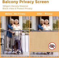 Pantalla de privacidad para balcón, 90 x 500 cm, cubierta de privacidad de 180 g/m², tela HDPE, protección UV, protección contra el viento para jardín, patio, exterior, con bridas y cordones, arena - details 2