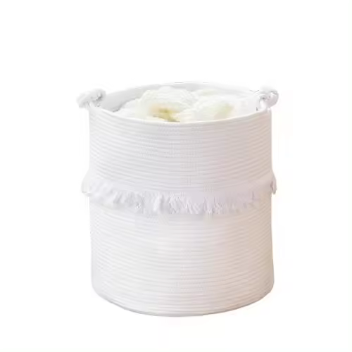 Cesta de Lavantería de Cuerda de Algodón, cesta de almacenamiento, decorative Bohemia Basket, Tejida Basket, cesta de ropa Sucia con Asas, cesta de almacenamiento de juegos para el hogar - 1