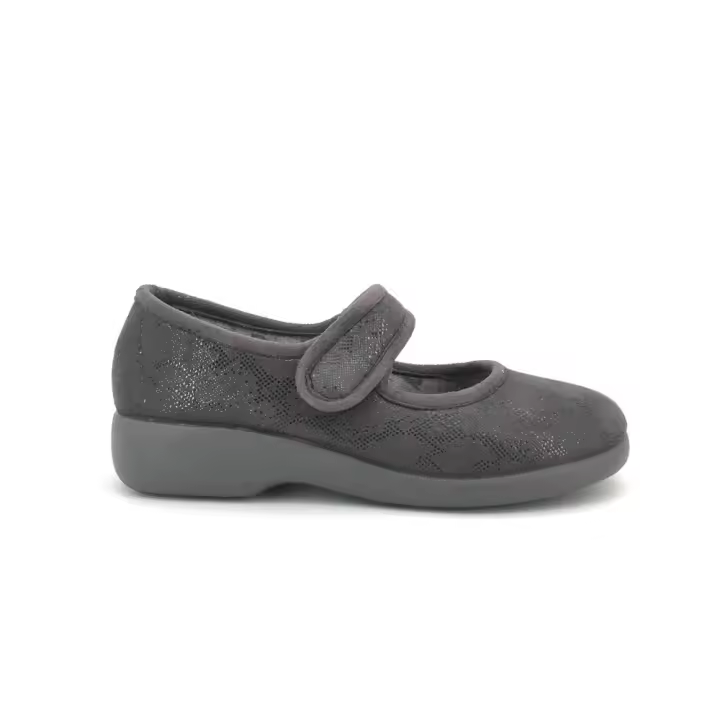 Mercedes Garzón con velcro para mujer, mod.3065.481, zapatilla de estar por casa con suela de goma cerrada calentita cinta textil adhesiva - 1