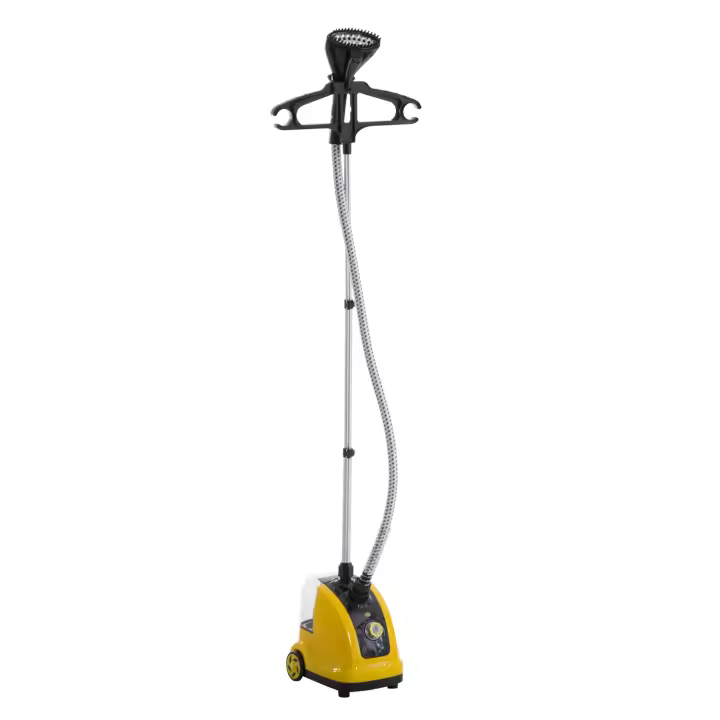 HOMCOM Plancha de Vapor con Depósito de 1,4 L y Temperatura Ajustable a 11 Niveles tipo Centro de Planchado Vertical 1800W 26x21,5x146 cm Amarillo - 1