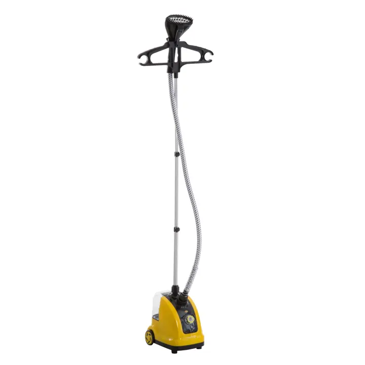 HOMCOM Plancha de Vapor con Depósito de 1,4 L y Temperatura Ajustable a 11 Niveles tipo Centro de Planchado Vertical 1800W 26x21,5x146 cm Amarillo - 1