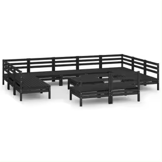 VIDAXL 3083453 set para exterior de 12 piezas fabricado en madera de pino maciza con acabado en negro vida xl - 1