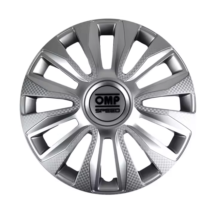 OMP SPEED JUEGO DE 4 TAPACUBOS MAGNUM COLOR PLATA/CARBONO 14 PULGADAS - 1