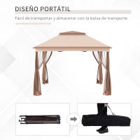 Outsunny Carpa Plegable 3.25x3.25m Gazebo Pabellón Cenador Jardín Doble Techo Mosquitera Bolsa Transporte Marco Acero Tela Poliéster Resistente de Agua - details 5