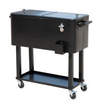 Outsunny Carro de Bebidas Refrigerado 75,7 L Carro Nevera con Ruedas Abrebotellas y Estante Nevera para Exterior Patio Fiesta Terraza 90x39x83 cm Negro - details 0