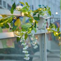 Garland De Luces Solares De Hojas Artificiales Y Flores Para Decoración De Navidad Jardín Fiesta Boda Puerta Techo Exterior - details 0