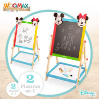 WOOMAX - Pizarra de madera Disney con doble cara para niños, diseño de Minnie y Mickey, mide 37,5x65 cm, incluye tizas, borrador y rotulador, ideal para dibujar y escribir, recomendada a partir de 4 años - details 1