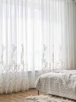 Cortinas De Encaje Blanco Europeo Estilo Corto Media Sombra Transparente Para Sala De Estar Con Perforación Libre Elegante - details 7